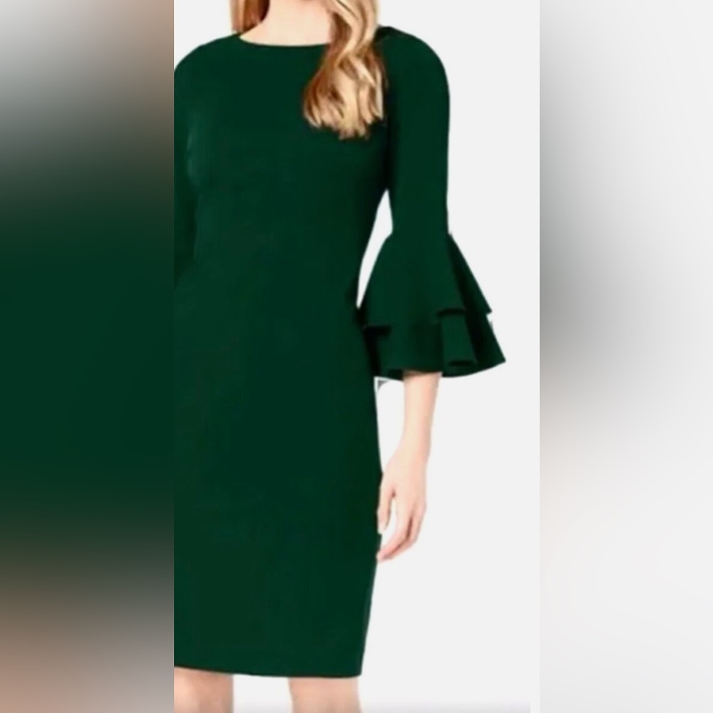 NWT CALVIN KLEIN BELL SLEEVES SHEATH DRESS - Picture 3 of 5
